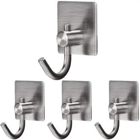 img 4 attached to 🧲 Powerful Adhesive Stainless Steel Hooks - Heavy Duty Stick on Wall Hooks for Hat, Coat, Towel - Ideal for Bathroom, Kitchen, Home, Closet, Cabinet - 4 Pack