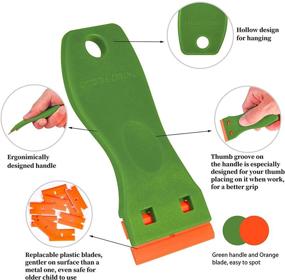 img 3 attached to 🔪 Green Plastic Razor Blade Scraper - 2 Pack, with 120 Pcs Razor Blades for Efficient Removal of Glue, Sticker, Decals, and Tint from Car Window and Glass