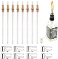 🍷 wine bottle torch kit 8 pack: ultimate outdoor lighting solution with long life torch wicks, copper lamp cover & brass wick mount (13.7 inch, bottle not included) logo