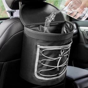 img 4 attached to Marksign Hanging Car Trash Can: Leak-Proof, Waterproof, Odor-Proof Garbage Bag with Lid - Portable Automotive Container