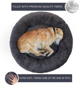 img 3 attached to 🐱 DanceWhale Plush Cat Bed Donut Cuddler - Flurry Warming Round Cushion Mat for Small Medium Large Dogs and Cats, Perfect Indoor Sleeping Bed