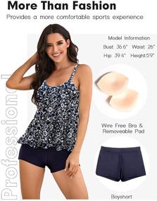 img 2 attached to 👙 Ecupper Tankini Swimsuit with Printed Boyshorts: Style and Comfort for Women's Clothing, Swimsuits & Cover Ups