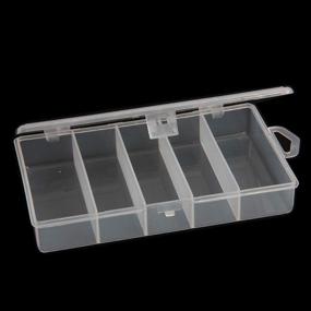 img 1 attached to 🗃️ SBYURE 2 Pack 5 Grid Clear Plastic Storage Box for Fishing Tackle & Jewelry Making Findings - Organizer Case, Utility Container Box (7x4.3x1.2inch)