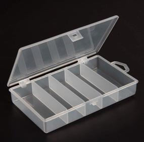 img 2 attached to 🗃️ SBYURE 2 Pack 5 Grid Clear Plastic Storage Box for Fishing Tackle & Jewelry Making Findings - Organizer Case, Utility Container Box (7x4.3x1.2inch)