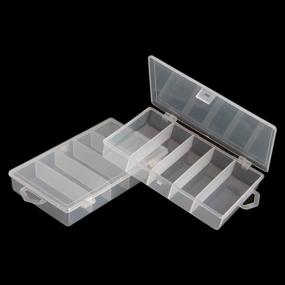 img 4 attached to 🗃️ SBYURE 2 Pack 5 Grid Clear Plastic Storage Box for Fishing Tackle & Jewelry Making Findings - Organizer Case, Utility Container Box (7x4.3x1.2inch)