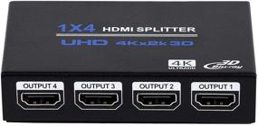 img 4 attached to 📺 Премиум 1x4 HDMI сплиттер для Ultra HD 4K и 3D | Распределяет аудио и видео на несколько экранов | Идеально подходит для HDTV, STB, DVD, PS3, проектора и многого другого