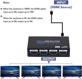 img 3 attached to 📺 Премиум 1x4 HDMI сплиттер для Ultra HD 4K и 3D | Распределяет аудио и видео на несколько экранов | Идеально подходит для HDTV, STB, DVD, PS3, проектора и многого другого