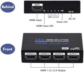 img 2 attached to 📺 Премиум 1x4 HDMI сплиттер для Ultra HD 4K и 3D | Распределяет аудио и видео на несколько экранов | Идеально подходит для HDTV, STB, DVD, PS3, проектора и многого другого