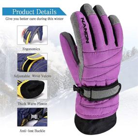 img 2 attached to Premium Gogokids Winter Ski Gloves for Kids: Waterproof, Windproof & Fleece Lined! Snow Warm Gloves for Snowboarding & Skiing - Purple, 9-14 Years