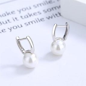 img 1 attached to 👂 Fashion Pearl Tiny Hoop Earrings - Sterling Silver 925 Minimalist Small Huggie Hoops Stud Earring Statement Lever Back Dainty Jewelry Gifts for Women Girls Sensitive Ears