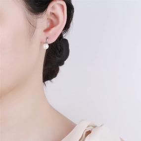 img 3 attached to 👂 Fashion Pearl Tiny Hoop Earrings - Sterling Silver 925 Minimalist Small Huggie Hoops Stud Earring Statement Lever Back Dainty Jewelry Gifts for Women Girls Sensitive Ears