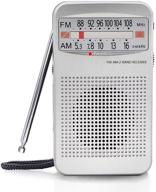 📻 pocket am fm radio - compact transistor radios for best reception, loud speaker, earphone jack - long lasting, battery operated (silver) logo