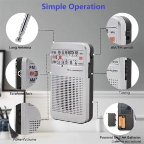 img 1 attached to 📻 Карманный AM FM радиоприемник - компактные транзисторные радиоприемники для лучшего приема, громкий динамик, разъем для наушников - долговечные, работают на батарейках (серебристый)