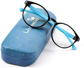 img 4 attached to 👓 FONHCOO Kids' Blue Light Blocking Glasses, Round Frame Computer Gaming Glasses for Boys and Girls (Age 5-15), Anti Glare & Eyestrain Protection with Blue Ray Filter (Black Blue)