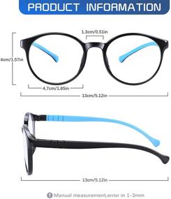 img 1 attached to 👓 FONHCOO Kids' Blue Light Blocking Glasses, Round Frame Computer Gaming Glasses for Boys and Girls (Age 5-15), Anti Glare & Eyestrain Protection with Blue Ray Filter (Black Blue)