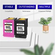 🖨️ gpc image remanufactured ink cartridge replacement for hp 64xl 64 xl ink combo pack - compatible with envy photo 7855 7858 7864 7164 7820 7155 7120 7130 - envy 5542 printer tray - 1 black, 1 tri-color logo