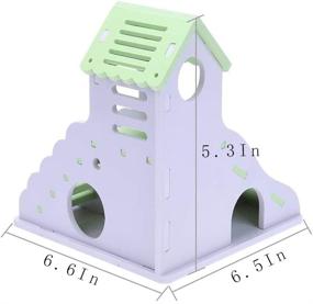 img 3 attached to 🐹 Premium Kathson Hamster House: Hideout Hideaway Exercise Play Toys for Rats, Dwarf Hamsters, and Mice - 2-Story Wooden Hut, Durable, Odorless, Non-Toxic