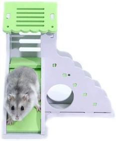 img 2 attached to 🐹 Premium Kathson Hamster House: Hideout Hideaway Exercise Play Toys for Rats, Dwarf Hamsters, and Mice - 2-Story Wooden Hut, Durable, Odorless, Non-Toxic