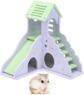 🐹 premium kathson hamster house: hideout hideaway exercise play toys for rats, dwarf hamsters, and mice - 2-story wooden hut, durable, odorless, non-toxic логотип