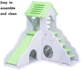 img 1 attached to 🐹 Premium Kathson Hamster House: Hideout Hideaway Exercise Play Toys for Rats, Dwarf Hamsters, and Mice - 2-Story Wooden Hut, Durable, Odorless, Non-Toxic