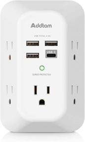 img 4 attached to 🔌 ETL Listed USB Wall Charger Surge Protector with 5 Outlet Extender, 4 USB Charging Ports, and 1 USB C Outlet - Ideal for Home, Travel, Office