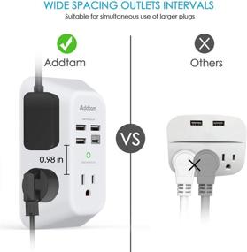 img 2 attached to 🔌 ETL Listed USB Wall Charger Surge Protector with 5 Outlet Extender, 4 USB Charging Ports, and 1 USB C Outlet - Ideal for Home, Travel, Office