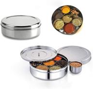 premium stainless steel spice container - masala dabba with 7 compartments - 8 x 8 inches logo