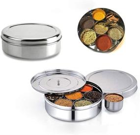 img 3 attached to Premium Stainless Steel Spice Container - Masala Dabba with 7 Compartments - 8 X 8 Inches