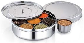 img 1 attached to Premium Stainless Steel Spice Container - Masala Dabba with 7 Compartments - 8 X 8 Inches