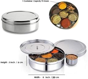 img 2 attached to Premium Stainless Steel Spice Container - Masala Dabba with 7 Compartments - 8 X 8 Inches