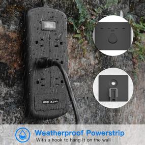 img 3 attached to 🔌 Ultimate Outdoor Waterproof Power Strip: 9.1ft Long Extension Cord Surge Protector with 6 Outlets, 3 USB Ports - Shockproof Charging Station for Decks, Yards and More!