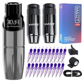 img 4 attached to 🖋️ Mast Tour Tattoo Kit 2Pcs Battery-Powered Wireless Rotary Pen Machine with Pro Cartridges Needles Supply MT-366