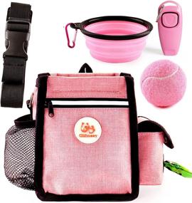 img 4 attached to Glifmeey Pet Training Kit Bag - Dog Treat Pouch with Magnetic Closure, Shoulder Straps, and Foldable Bowls. Includes Clickers, Training Balls, and Convenient Storage for Pet Toys and Kibbles.