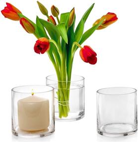 img 2 attached to Multipurpose Set of 3 Glass Cylinder Vases – Ideal Wedding Centerpieces with Pillar Candle, Floating Candles & Flower Vase Possibilities