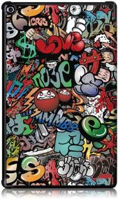 img 2 attached to Gylint All-New Fire HD 10 2019 Case: Premium Folio Smart-Shell Stand Cover with Auto Sleep/Wake – Graffiti Design. Compatible with 7th and 9th Generations, 2017 and 2019 Releases.