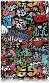 img 3 attached to Gylint All-New Fire HD 10 2019 Case: Premium Folio Smart-Shell Stand Cover with Auto Sleep/Wake – Graffiti Design. Compatible with 7th and 9th Generations, 2017 and 2019 Releases.