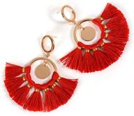 zestlove statement tassel hoop earrings - handmade bohemian earrings for women - unique fashion accessory - 1 pair with gift box logo