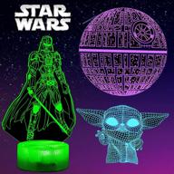 🌠 colortown 3d lamp star wars ночник с 3 паттернами, подарки star wars для детей и фанатов, декор с 7 цветами изменения, красный 2 логотип