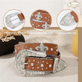 img 2 attached to 💎 Sparkling Rhinestone Studded JASGOOD Western Leather Women's Accessories and Belts: Glam up Your Style!