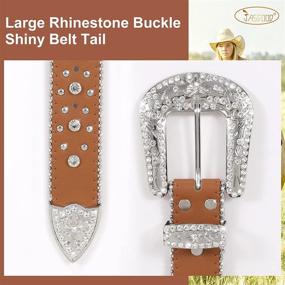 img 1 attached to 💎 Sparkling Rhinestone Studded JASGOOD Western Leather Women's Accessories and Belts: Glam up Your Style!