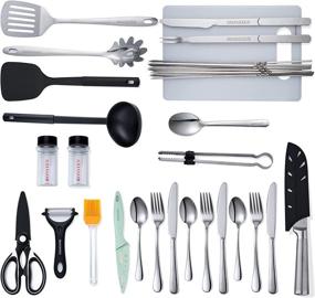 img 3 attached to Ironsten Camping Cooking Utensils Set: Complete Portable Picnic Cookware Kit for RV Car, Tent Campers, Outdoor BBQ - Gear Essentials and Accessories Included