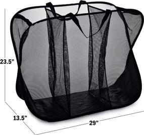 img 3 attached to Convenient Three Compartment Popup Hamper - Durable Mesh Material, Folds for Easy Storage, Portable Handles for Effortless Transport to Laundry Room. Perfect Folding Pop-Up Hamper for College Dorm or Travel. (Black)