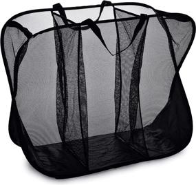 img 4 attached to Convenient Three Compartment Popup Hamper - Durable Mesh Material, Folds for Easy Storage, Portable Handles for Effortless Transport to Laundry Room. Perfect Folding Pop-Up Hamper for College Dorm or Travel. (Black)