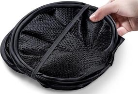 img 1 attached to Convenient Three Compartment Popup Hamper - Durable Mesh Material, Folds for Easy Storage, Portable Handles for Effortless Transport to Laundry Room. Perfect Folding Pop-Up Hamper for College Dorm or Travel. (Black)