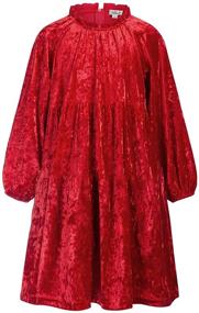 img 4 attached to Girls' Dresses: Winter Shiny Velvet Ruffle Collar Clothing