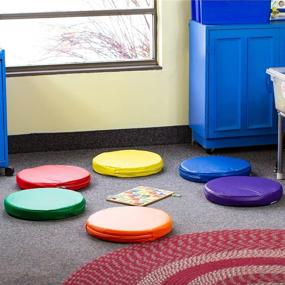 img 2 attached to 🪑 Kindermat Floor Disks/Seats- 6 Pack Story Time Cushions for School/Home- 16" Wide by 2" Thick- Vibrant Colors: Yellow, Blue, Green, Purple, Orange, & Red