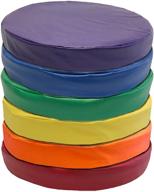 🪑 kindermat floor disks/seats- 6 pack story time cushions for school/home- 16" wide by 2" thick- vibrant colors: yellow, blue, green, purple, orange, & red logo