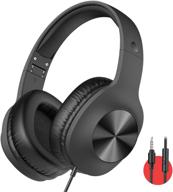 наушники iclever hs18 over ear: легкие стерео с микрофоном, складывающиеся и регулируемые проводные наушники - идеальные для онлайн-уроков, совещаний, ipad, телефона, компьютера - черные. логотип