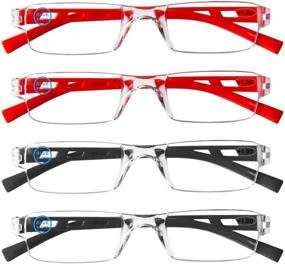 img 4 attached to 👓 OLIVENA Fashion Rectangle Eyewear Frame, Reading Glasses [+1.00 Magnification], Blue Light Blocking Glasses for Women and Men, Computer Reading Glasses (2 Black + 2 Red)