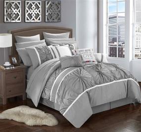 img 3 attached to 🛏️ CS2754-AN Ashville 16 Comforter Set by Chic Home - King Size in Elegant Silver